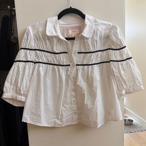 Maeve White Blouse with Black Detail
